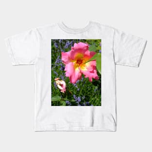 Ragged Pink Rose Kids T-Shirt